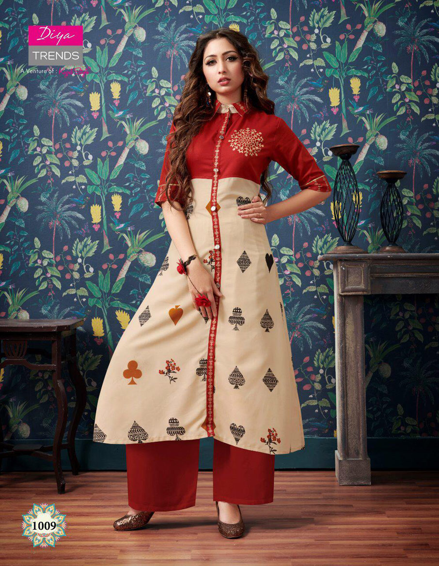 Purplecity Vol-1 Diya Trends Pigment Gold print Kurti Purplecity Vol-1 Diya Trends Pigment Gold print Kurti